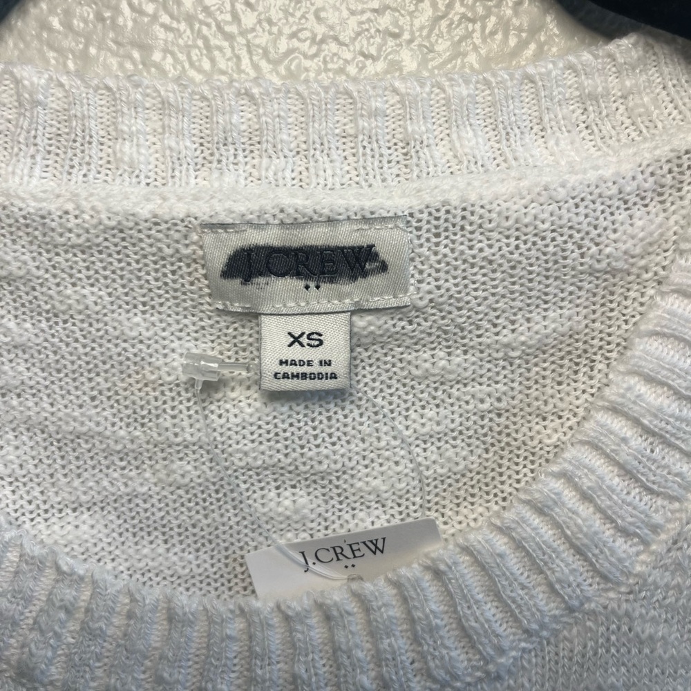 NWT J. Crew Crewneck Beach Sweater White Women’s XS - Picture 5 of 9